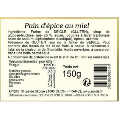 Pain d'épice au miel 150g- Famille Perroneau-